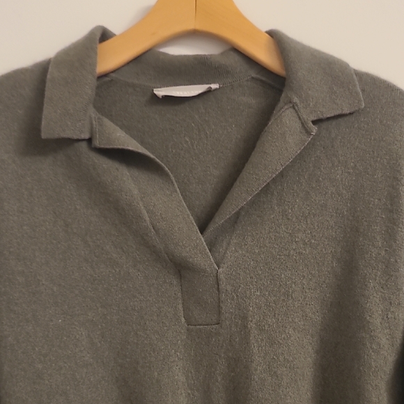 Everlane Cashmere Polo Sweater In Olive Green - Picture 7 of 7